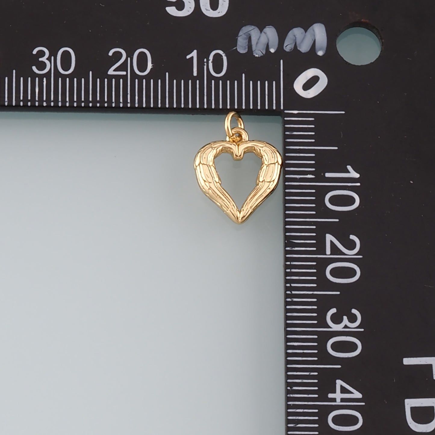 Gold Wing Charms,18K Gold Filled Heart Pendant,Heart Charm Bracelet Necklace for DIY Jewelry Making Supply