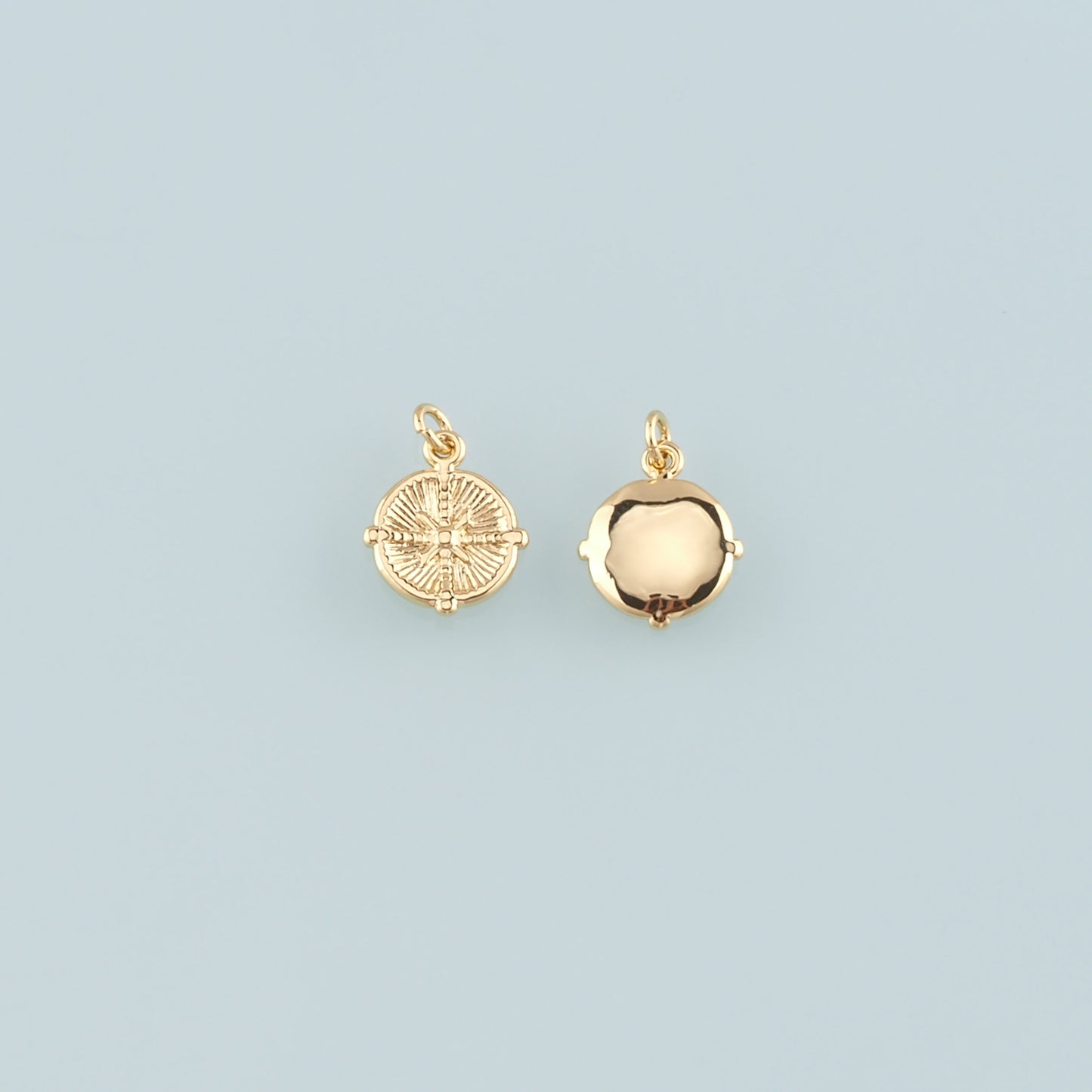 18K Gold Filled Compass Pendant,Compass Charm Bracelet Necklace for DIY Jewelry Making Supply