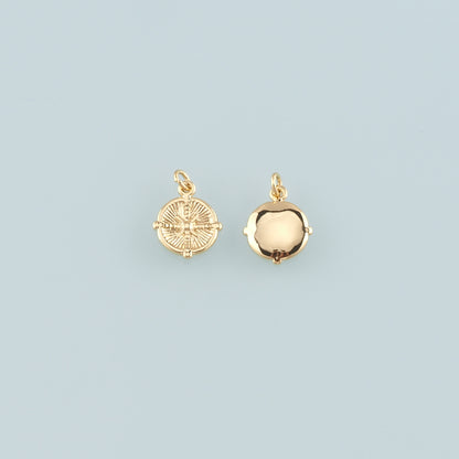 18K Gold Filled Compass Pendant,Compass Charm Bracelet Necklace for DIY Jewelry Making Supply