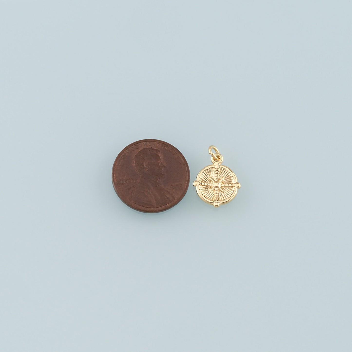 18K Gold Filled Compass Pendant,Compass Charm Bracelet Necklace for DIY Jewelry Making Supply