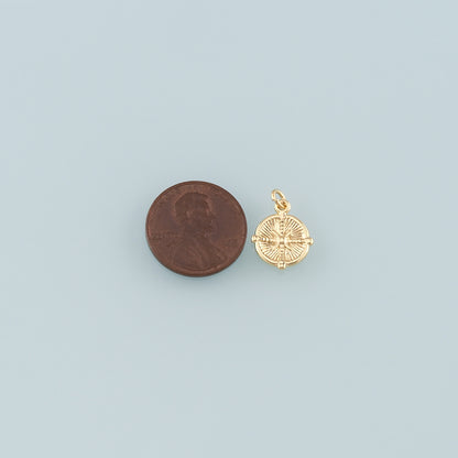 18K Gold Filled Compass Pendant,Compass Charm Bracelet Necklace for DIY Jewelry Making Supply