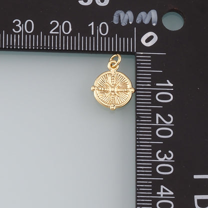18K Gold Filled Compass Pendant,Compass Charm Bracelet Necklace for DIY Jewelry Making Supply