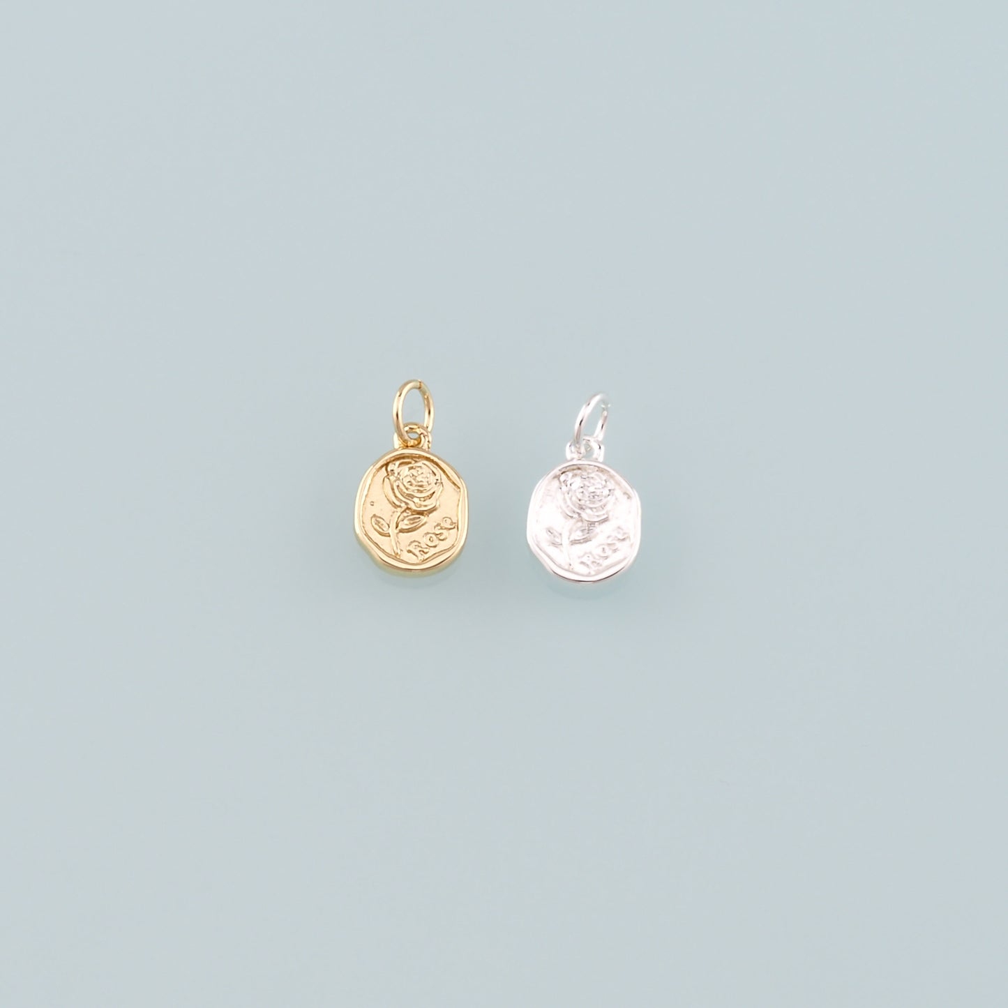 Gold Rose Charm,18K Gold Filled Rose Pendant,Flower Charm Bracelet Necklace for DIY Jewelry Making Supply