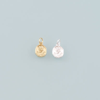 Gold Rose Charm,18K Gold Filled Rose Pendant,Flower Charm Bracelet Necklace for DIY Jewelry Making Supply