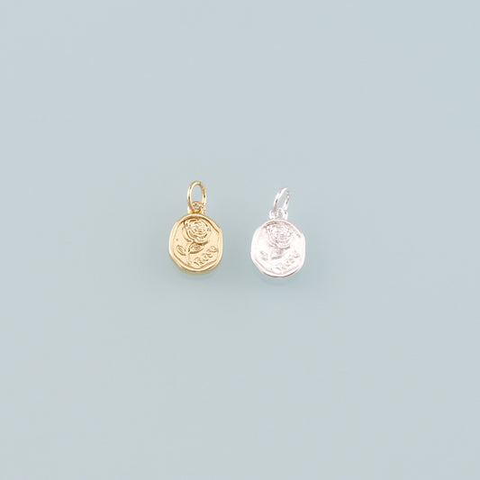 Gold Rose Charm,18K Gold Filled Rose Pendant,Flower Charm Bracelet Necklace for DIY Jewelry Making Supply