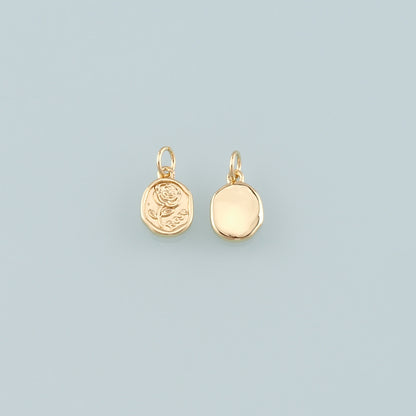 Gold Rose Charm,18K Gold Filled Rose Pendant,Flower Charm Bracelet Necklace for DIY Jewelry Making Supply