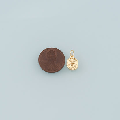 Gold Rose Charm,18K Gold Filled Rose Pendant,Flower Charm Bracelet Necklace for DIY Jewelry Making Supply