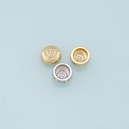 Gold Heart Charms,18K Gold Filled Heart Pendant,CZ Micro Pave Heart Charm Bracelet Necklace for DIY Jewelry Making Supply