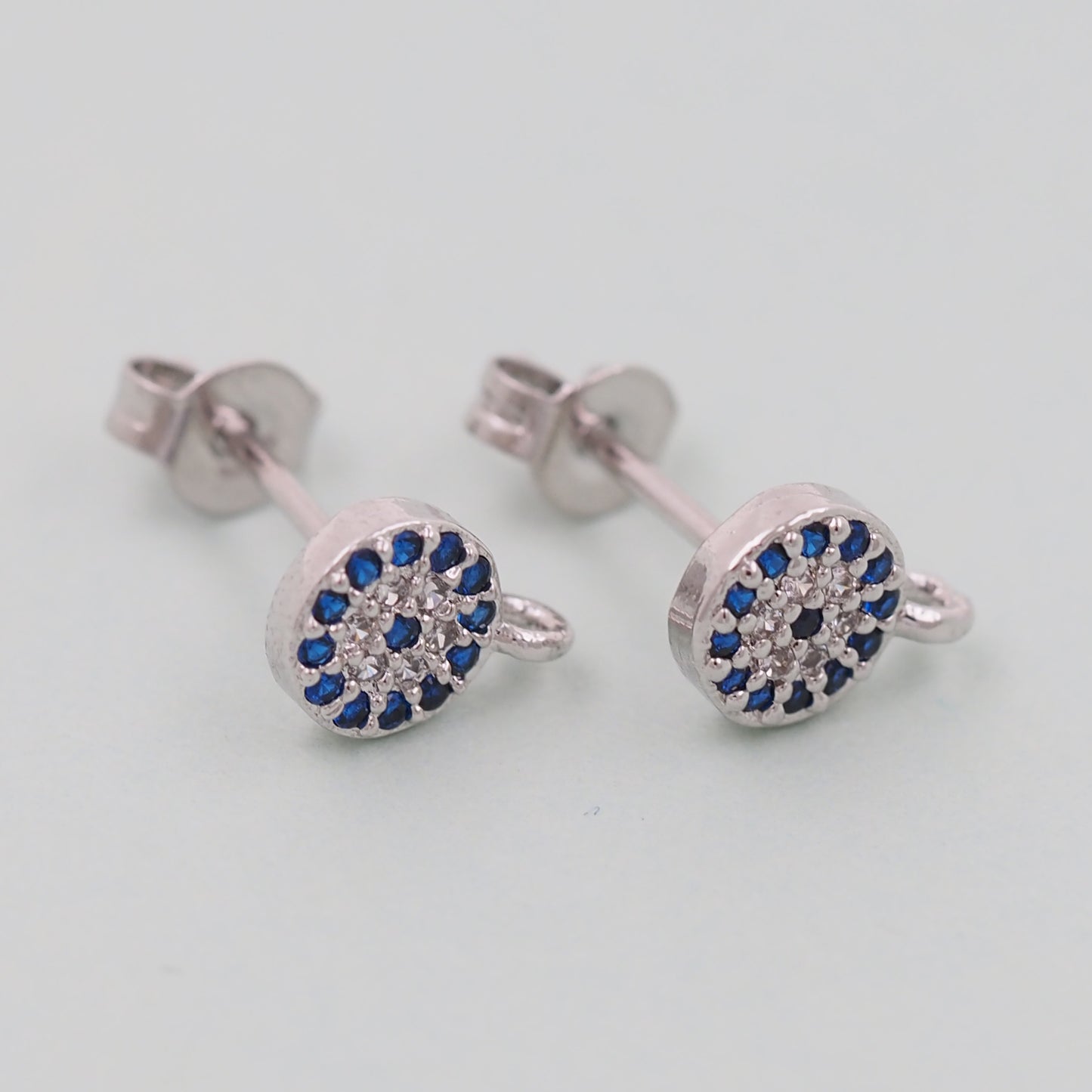 1pair 18K Gold Filled Evil Eye Earrings,Gold Round Earrings,Dainty Earrings