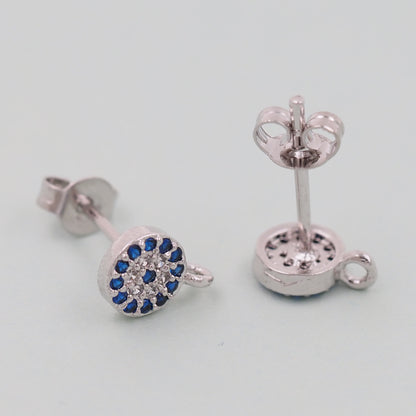 1pair 18K Gold Filled Evil Eye Earrings,Gold Round Earrings,Dainty Earrings