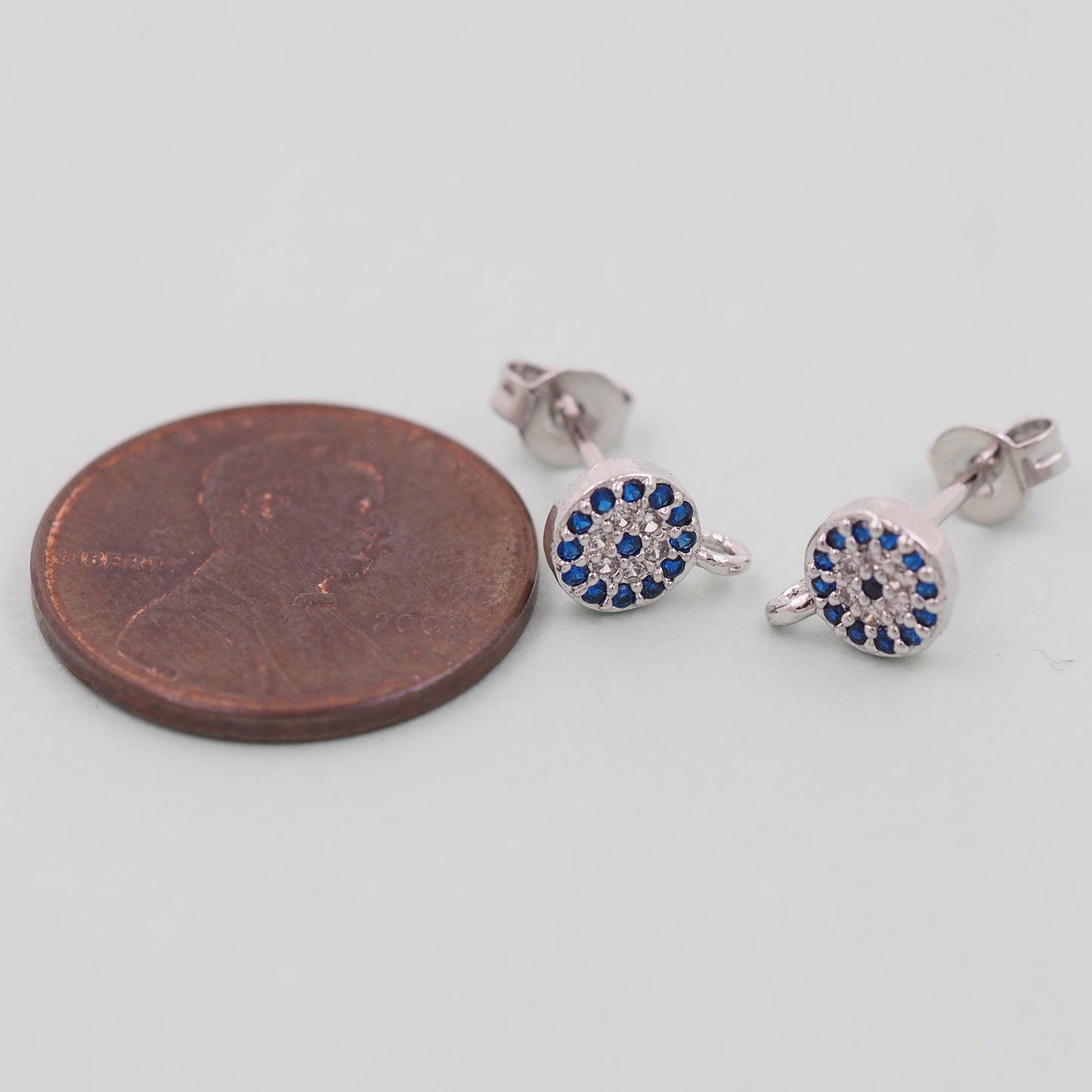 1pair 18K Gold Filled Evil Eye Earrings,Gold Round Earrings,Dainty Earrings
