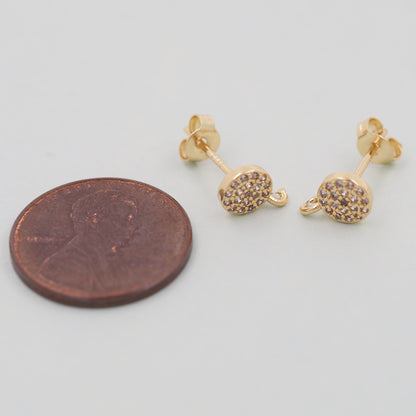 1pair 18K Gold Filled Evil Eye Earrings,Gold Round Earrings,Dainty Earrings