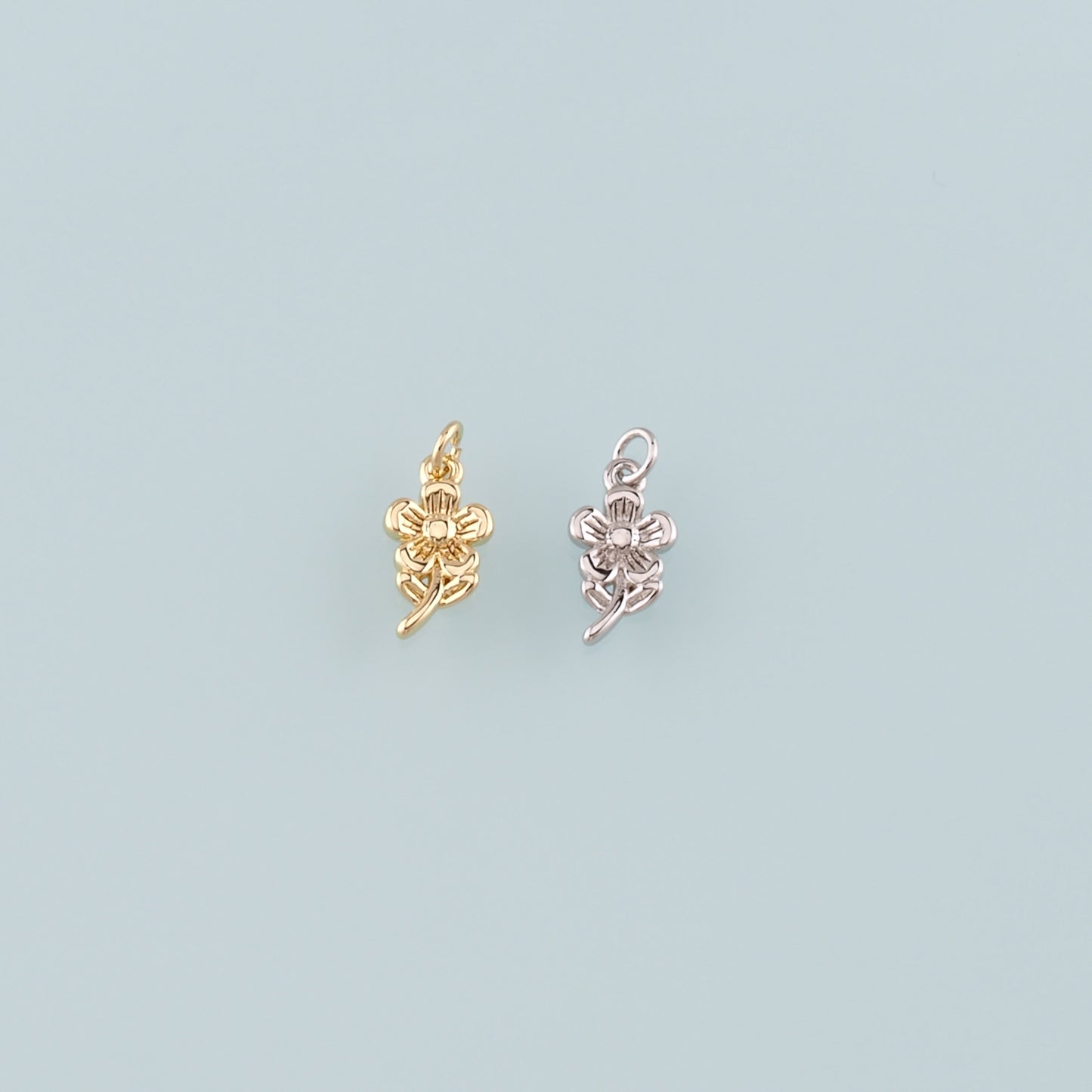Gold Flower Charms,18K Gold Filled Flower Pendant,Flower Charm Bracelet Necklace for DIY Jewelry Making Supply