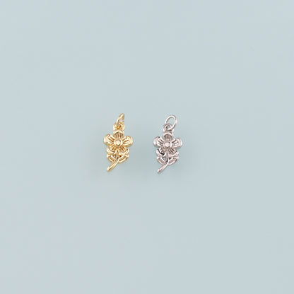 Gold Flower Charms,18K Gold Filled Flower Pendant,Flower Charm Bracelet Necklace for DIY Jewelry Making Supply