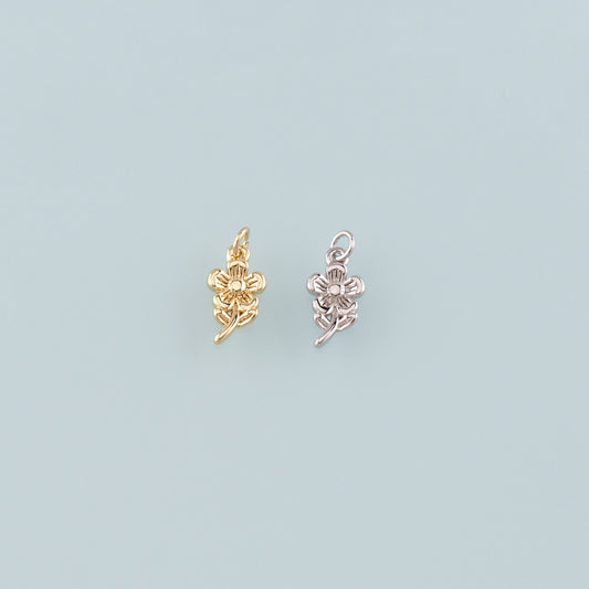 Gold Flower Charms,18K Gold Filled Flower Pendant,Flower Charm Bracelet Necklace for DIY Jewelry Making Supply
