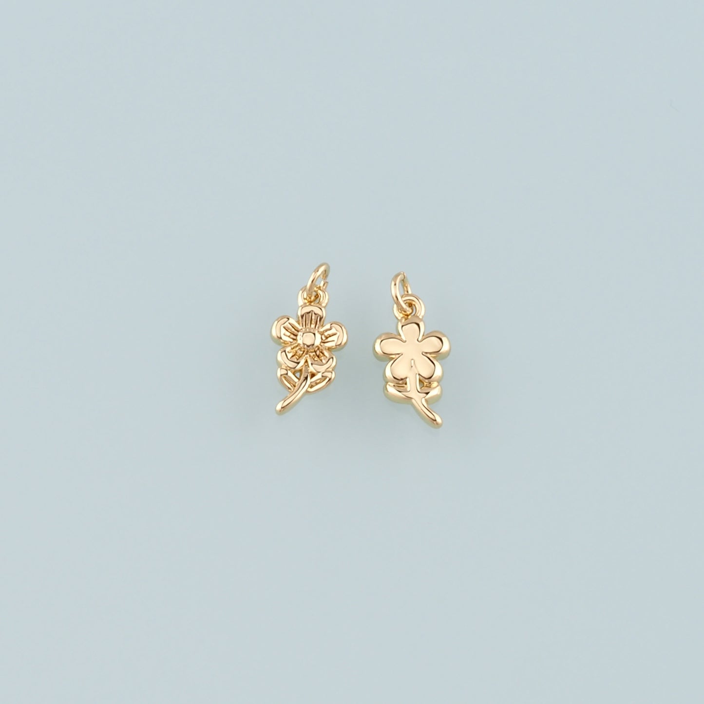 Gold Flower Charms,18K Gold Filled Flower Pendant,Flower Charm Bracelet Necklace for DIY Jewelry Making Supply