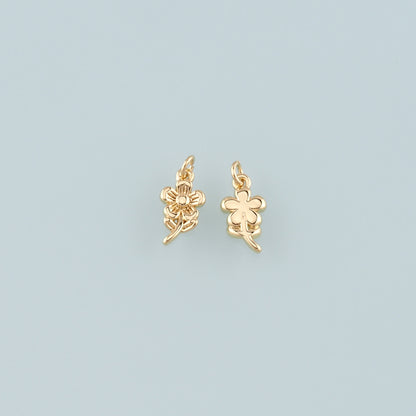Gold Flower Charms,18K Gold Filled Flower Pendant,Flower Charm Bracelet Necklace for DIY Jewelry Making Supply