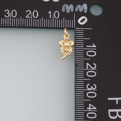 Gold Flower Charms,18K Gold Filled Flower Pendant,Flower Charm Bracelet Necklace for DIY Jewelry Making Supply