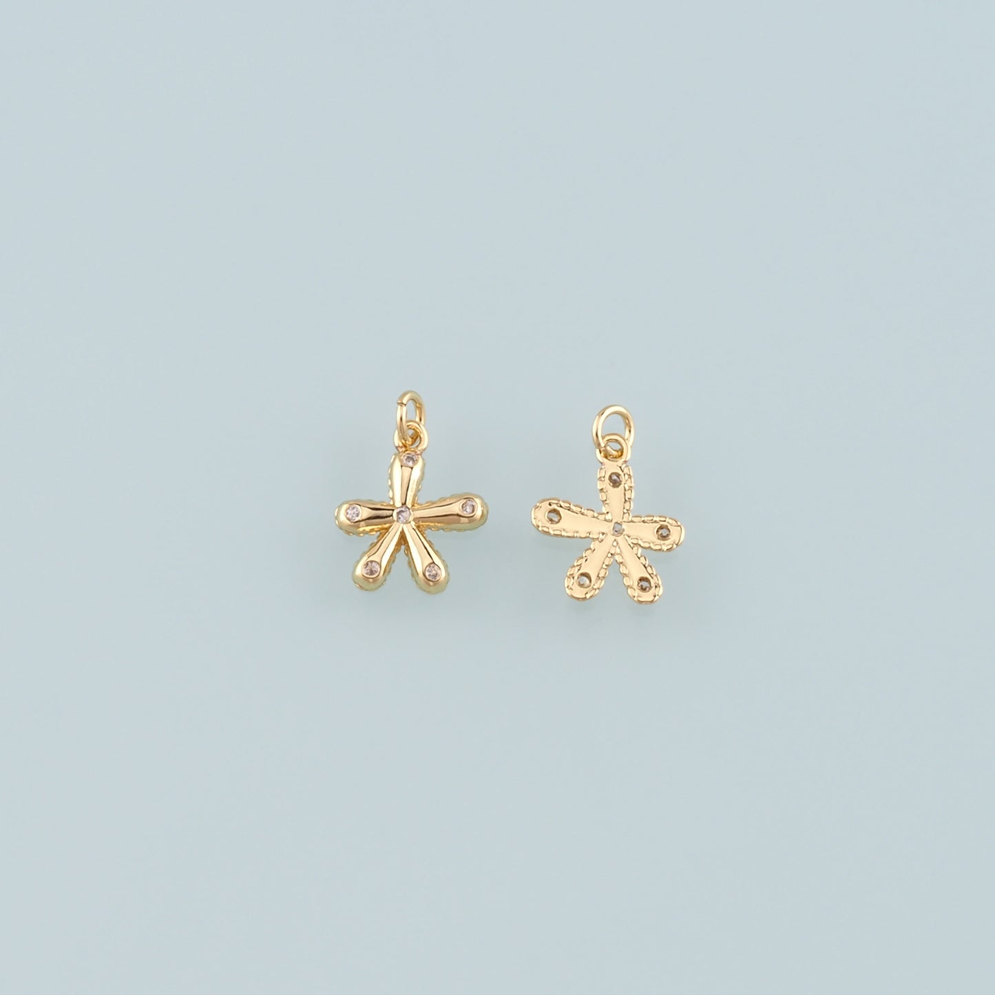 Gold Flower Charms,18K Gold Filled Flower Pendant,Flower Charm Bracelet Necklace for DIY Jewelry Making Supply