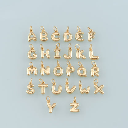 Gold letter Charms,18K Gold Filled letter Pendant,Initial Charm Bracelet Necklace for DIY Jewelry Making Supply