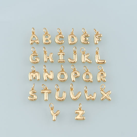 Gold letter Charms,18K Gold Filled letter Pendant,Initial Charm Bracelet Necklace for DIY Jewelry Making Supply
