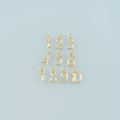 18K Gold Filled Number Pendant,Dainty Number Charm Bracelet Necklace for DIY Jewelry Making Supply
