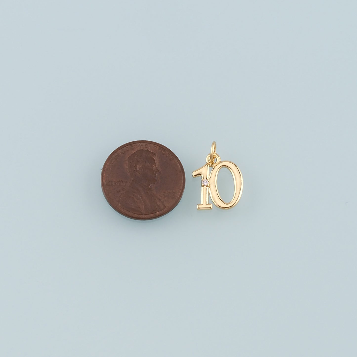 18K Gold Filled Number Pendant,Dainty Number Charm Bracelet Necklace for DIY Jewelry Making Supply