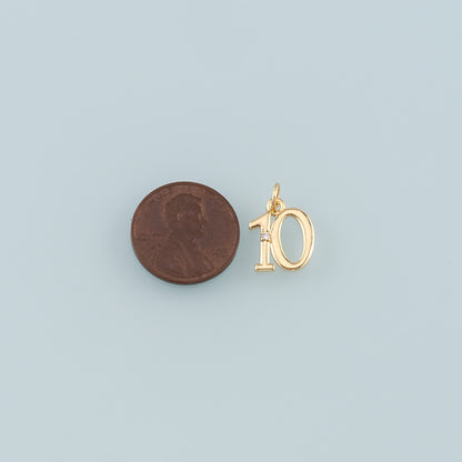 18K Gold Filled Number Pendant,Dainty Number Charm Bracelet Necklace for DIY Jewelry Making Supply