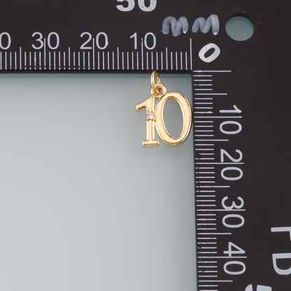 18K Gold Filled Number Pendant,Dainty Number Charm Bracelet Necklace for DIY Jewelry Making Supply