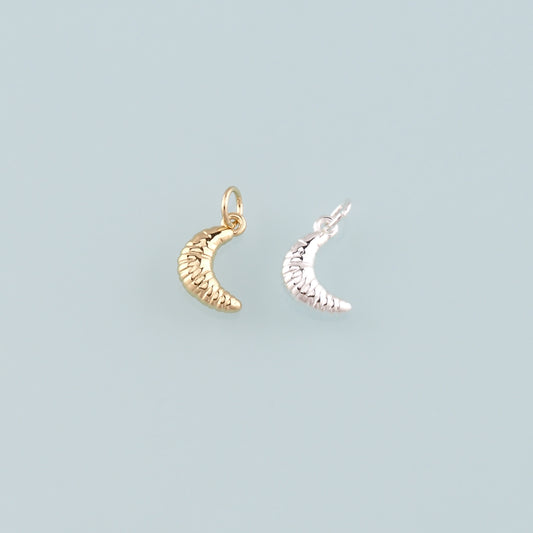 18K Gold Filled Croissant Pendant,Dainty Croissant Charm Bracelet Necklace for DIY Jewelry Making Supply