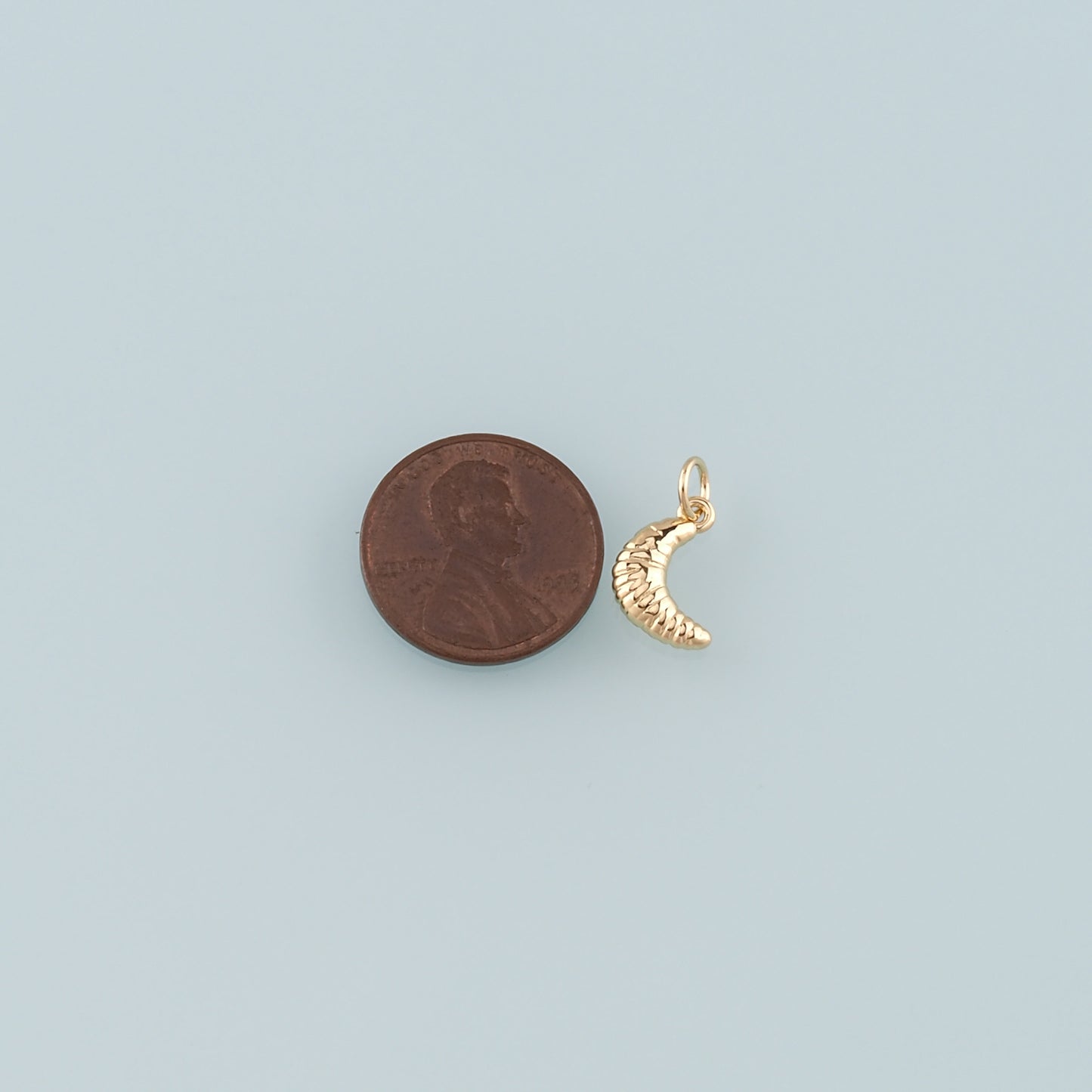 18K Gold Filled Croissant Pendant,Dainty Croissant Charm Bracelet Necklace for DIY Jewelry Making Supply