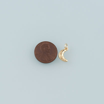 18K Gold Filled Croissant Pendant,Dainty Croissant Charm Bracelet Necklace for DIY Jewelry Making Supply