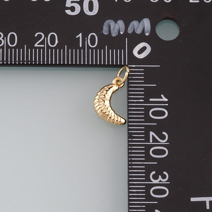 18K Gold Filled Croissant Pendant,Dainty Croissant Charm Bracelet Necklace for DIY Jewelry Making Supply