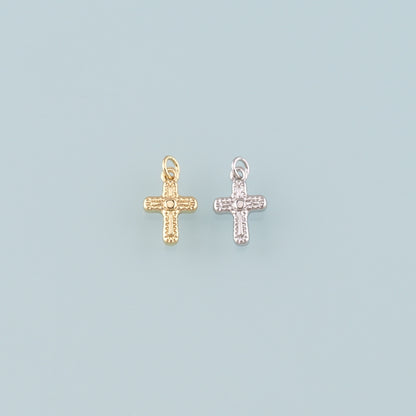 Gold Cross Charms,18K Gold Filled Cross Pendant,Religion Charm Bracelet Necklace for DIY Jewelry Making Supply