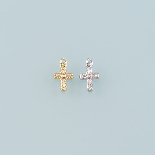 Gold Cross Charms,18K Gold Filled Cross Pendant,Religion Charm Bracelet Necklace for DIY Jewelry Making Supply