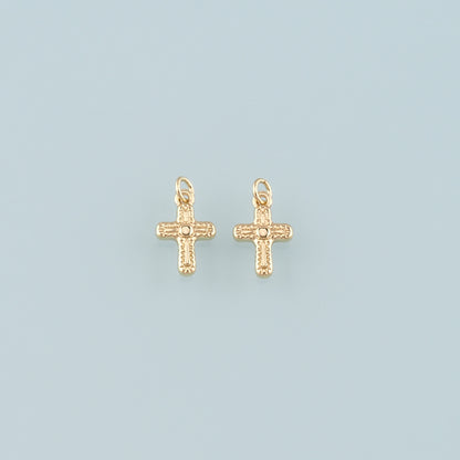 Gold Cross Charms,18K Gold Filled Cross Pendant,Religion Charm Bracelet Necklace for DIY Jewelry Making Supply