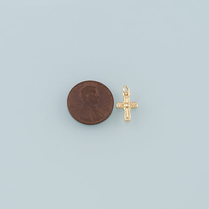 Gold Cross Charms,18K Gold Filled Cross Pendant,Religion Charm Bracelet Necklace for DIY Jewelry Making Supply