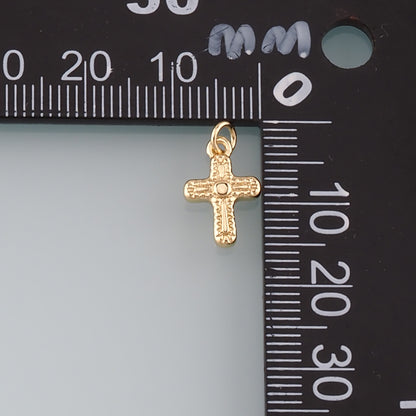 Gold Cross Charms,18K Gold Filled Cross Pendant,Religion Charm Bracelet Necklace for DIY Jewelry Making Supply