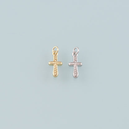 Gold Cross Charms,18K Gold Filled Cross Pendant,Religion Charm Bracelet Necklace for DIY Jewelry Making Supply