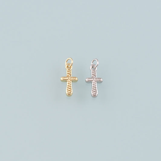 Gold Cross Charms,18K Gold Filled Cross Pendant,Religion Charm Bracelet Necklace for DIY Jewelry Making Supply