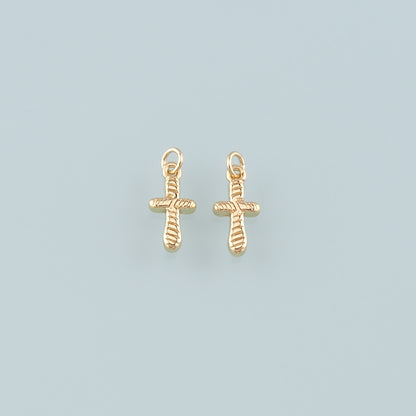 Gold Cross Charms,18K Gold Filled Cross Pendant,Religion Charm Bracelet Necklace for DIY Jewelry Making Supply