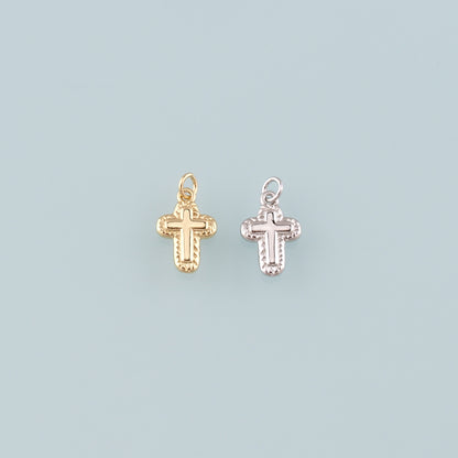 Gold Cross Charms,18K Gold Filled Cross Pendant,Religion Charm Bracelet Necklace for DIY Jewelry Making Supply