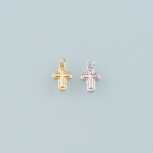 Gold Cross Charms,18K Gold Filled Cross Pendant,Religion Charm Bracelet Necklace for DIY Jewelry Making Supply