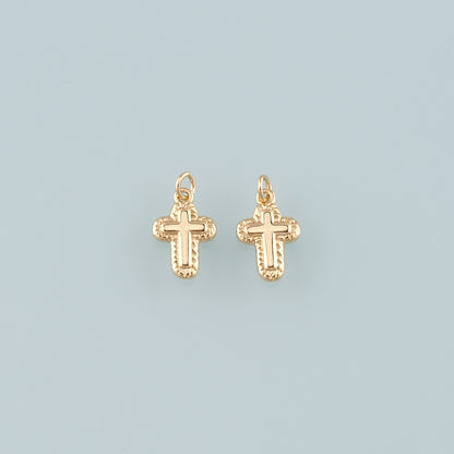 Gold Cross Charms,18K Gold Filled Cross Pendant,Religion Charm Bracelet Necklace for DIY Jewelry Making Supply