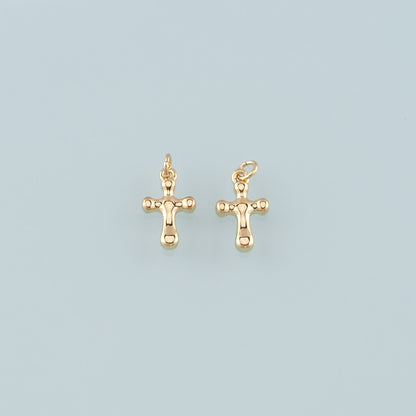 Gold Cross Charms,18K Gold Filled Cross Pendant,Religion Charm Bracelet Necklace for DIY Jewelry Making Supply