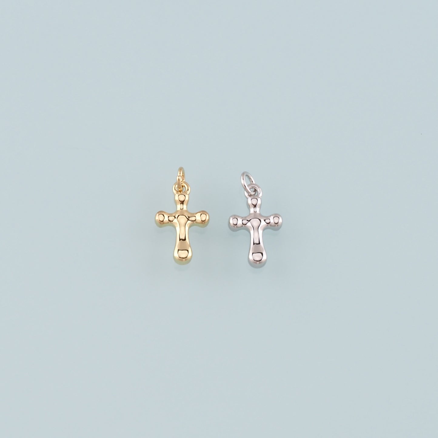 Gold Cross Charms,18K Gold Filled Cross Pendant,Religion Charm Bracelet Necklace for DIY Jewelry Making Supply