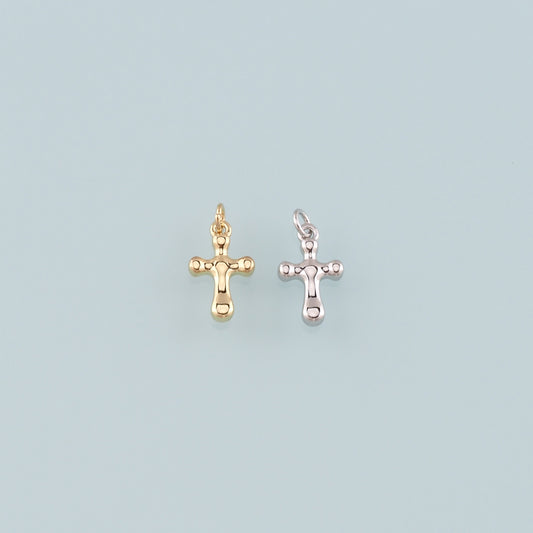 Gold Cross Charms,18K Gold Filled Cross Pendant,Religion Charm Bracelet Necklace for DIY Jewelry Making Supply