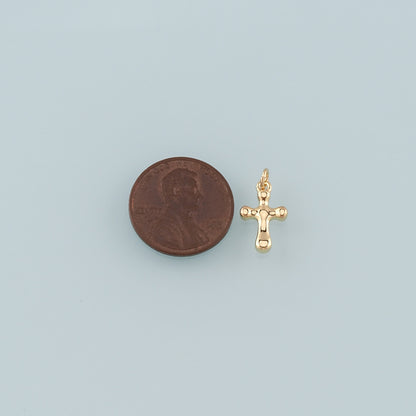 Gold Cross Charms,18K Gold Filled Cross Pendant,Religion Charm Bracelet Necklace for DIY Jewelry Making Supply