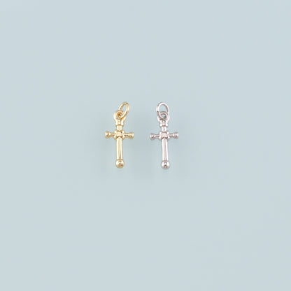 Gold Cross Charms,18K Gold Filled Cross Pendant,Religion Charm Bracelet Necklace for DIY Jewelry Making Supply