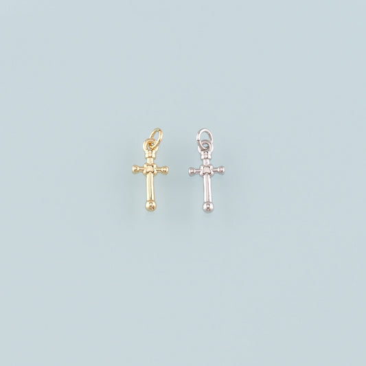 Gold Cross Charms,18K Gold Filled Cross Pendant,Religion Charm Bracelet Necklace for DIY Jewelry Making Supply